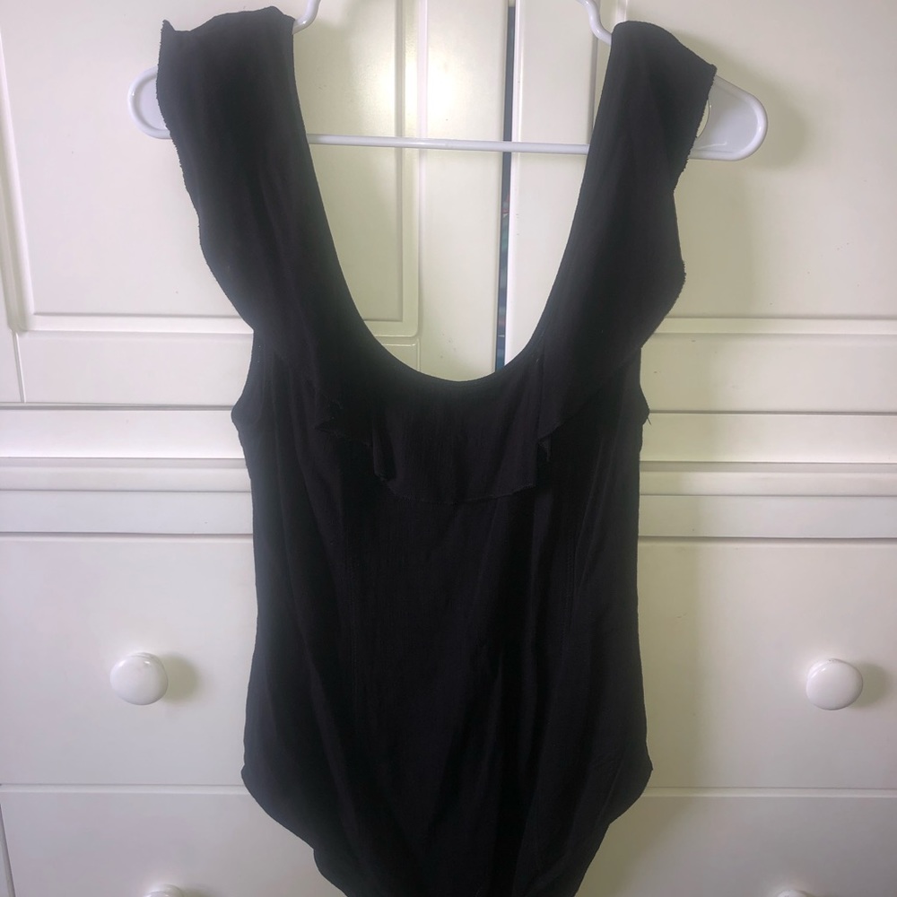 Free People Black Rounded Body Suit